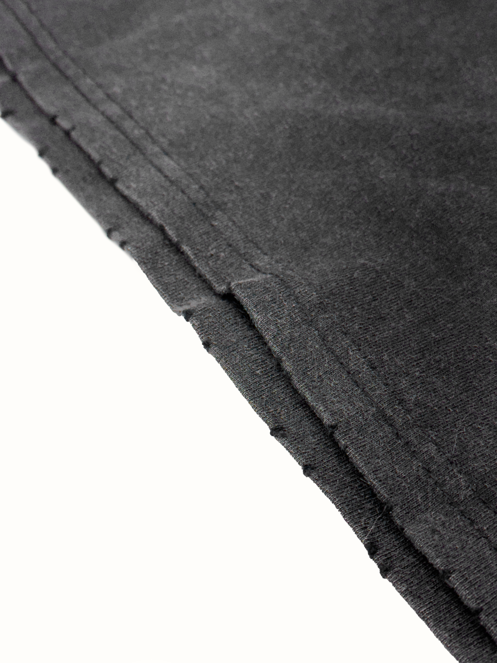 Close-up of a distressed textured black fabric with a white background
